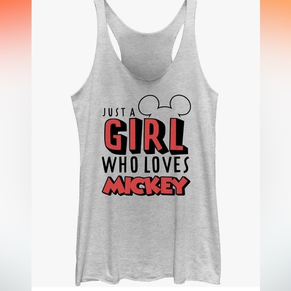 Disney Classic Girl Loves Mickey Women's Racerback Tank Top new - Picture 1 of 3